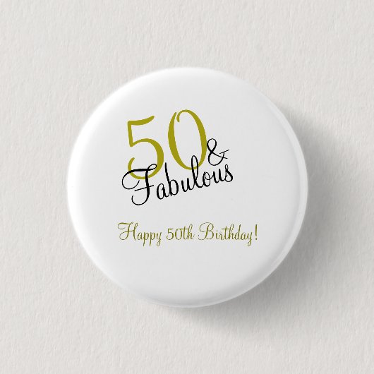 Elegant Gold 50 en feestdag Ronde Button 3,2 Cm (Voorkant)