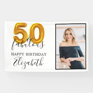 Elegant Gold 50 & Fabulous 50th Verjaardag Foto Spandoek