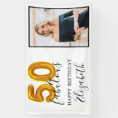 Elegant Gold 50 & Fabulous 50th Verjaardag Foto Spandoek (Verticaal)