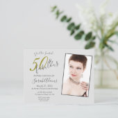 Elegant Gold 50 & Fabulous Birthday Party Invite Briefkaart (Staand voorkant)