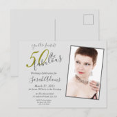 Elegant Gold 50 & Fabulous Birthday Party Invite Briefkaart (Voorkant / Achterkant)