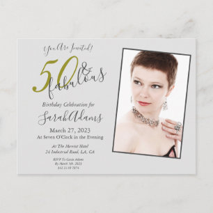 Elegant Gold 50 & Fabulous Birthday Party Invite Briefkaart