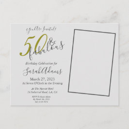 Elegant Gold 50 & Fabulous Birthday Party Invite Briefkaart