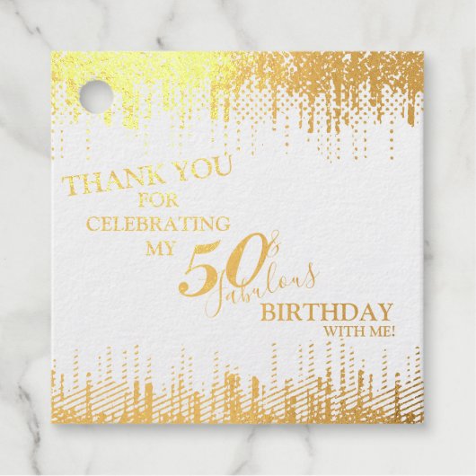 Elegant Gold 50 & Fabulous Birthday Real Bedankjes Labels (Voorkant)