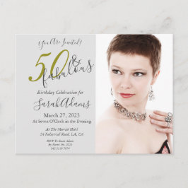 Elegant Gold 50 & Fabulous Photo Birthday Party Briefkaart