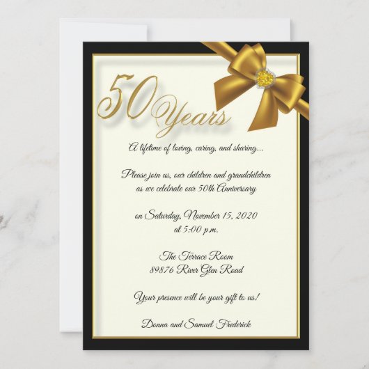 Elegant Gold 50e Jubileum feestdag Kaart (Voorkant)