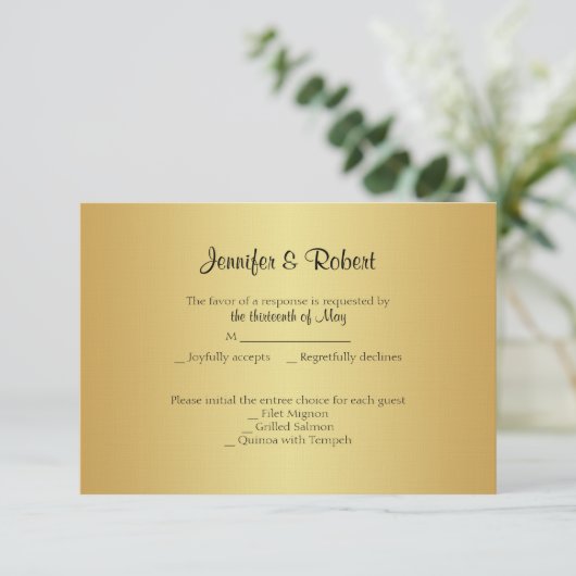 Elegant Gold 50e Jubileum-responskaart RSVP Kaartje (Staand voorkant)