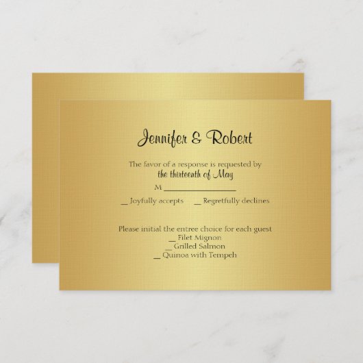 Elegant Gold 50e Jubileum-responskaart RSVP Kaartje (Voorkant / Achterkant)