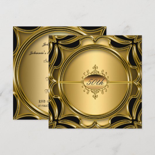 Elegant Gold 50e verjaardag Jubileum Gold Kaart (Voorkant / Achterkant)