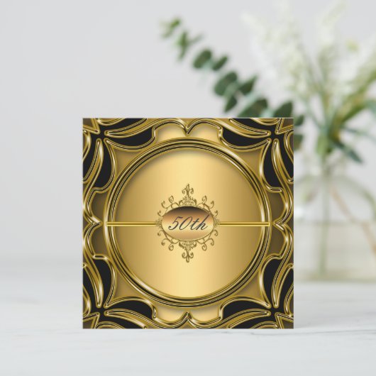 Elegant Gold 50e verjaardag Jubileum Gold Kaart (Staand voorkant)