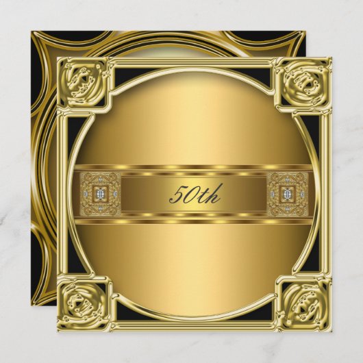 Elegant Gold 50e verjaardag Jubileum Gold Kaart (Voorkant / Achterkant)