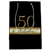 Elegant Gold 50th Birthday 50 en Fabulous Medium Cadeauzakje (Voorkant)