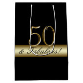 Elegant Gold 50th Birthday 50 en Fabulous Medium Cadeauzakje (Achterkant)