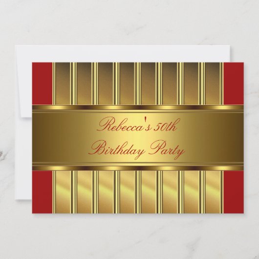 Elegant Gold 50th Birthday Party Event Red 2 Kaart (Voorkant)
