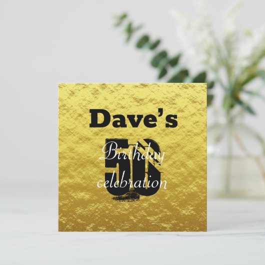 Elegant Gold 50th Birthday Party Kaart (Staand voorkant)