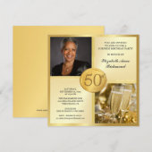 Elegant Gold 50th Birthday Party Photo Invitations Kaart (Voorkant / Achterkant)