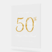 Elegant Gold 50th Birthday Party Welkom Acryl Bord (Hoek)