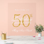 Elegant Gold 50th Birthday Party Welkom Acryl Bord (Huwelijk)