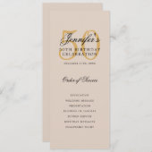 Elegant Gold 50th Birthday Program Menu Champagne Kaart (Voorkant / Achterkant)