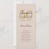 Elegant Gold 50th Birthday Program Menu Champagne Kaart (Voorkant)