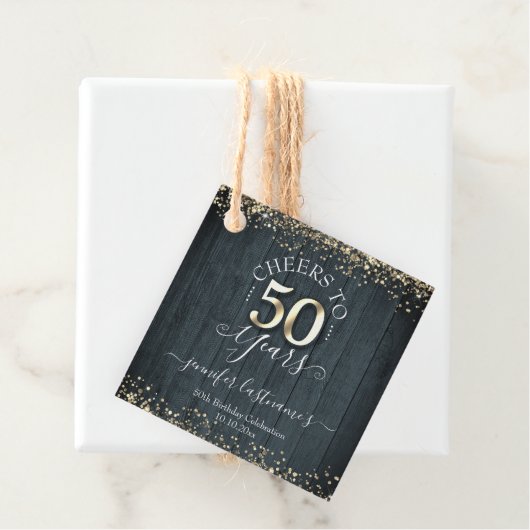 Elegant Gold 50th Birthday Script Bedankjes Labels (In situ)