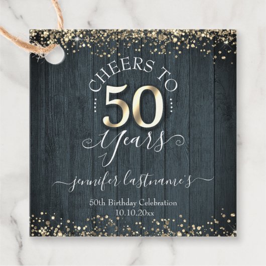 Elegant Gold 50th Birthday Script Bedankjes Labels (Voorkant)