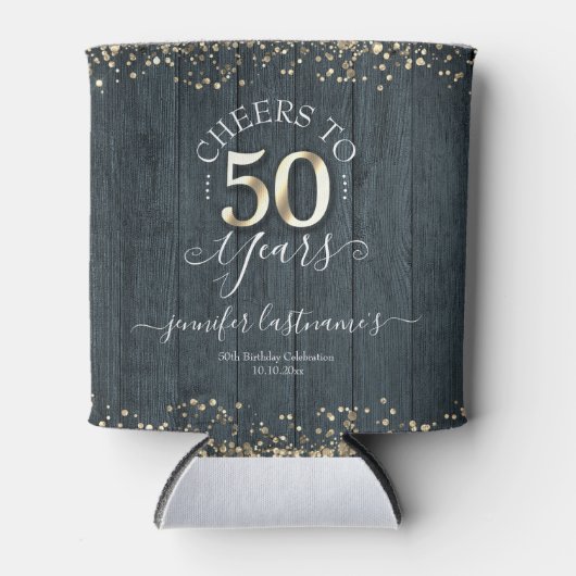 Elegant Gold 50th Birthday Script Blikjeskoeler (Voorkant)