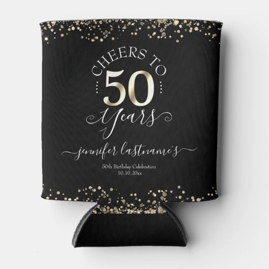 Elegant Gold 50th Birthday Script Koelbox Blikjeskoeler (Voorkant)