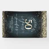 Elegant Gold 50th Birthday Script Spandoek (Horizontaal)