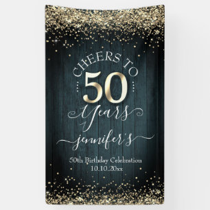 Elegant Gold 50th Birthday Script Spandoek