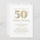 Elegant Gold 50th Wedding Anniversary Invitation Feestdagenkaart (Voorkant)