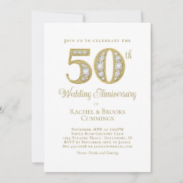 Elegant Gold 50th Wedding Anniversary Invitation Feestdagenkaart