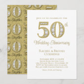 Elegant Gold 50th Wedding Anniversary Invitation Feestdagenkaart (Voorkant / Achterkant)