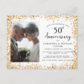 Elegant Gold 50th Wedding Anniversary Uitnodiging Briefkaart (Voorkant)