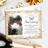 Elegant Gold 50th Wedding Anniversary Uitnodiging Briefkaart