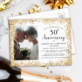 Elegant Gold 50th Wedding Anniversary Uitnodiging Briefkaart