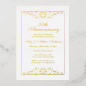 Elegant Gold 50th Wedding Jubileum Folie Uitnodiging (Voorkant)