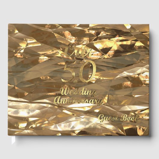 Elegant Gold 50th Wedding Jubileum Gastenboek (Voorkant)