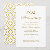 Elegant Gold 50th Wedding Jubileum Invitations Kaart (Voorkant / Achterkant)