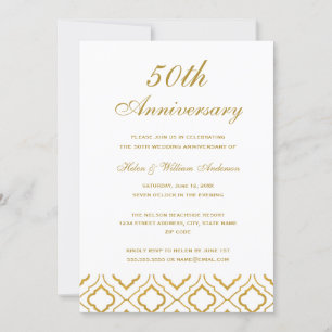 Elegant Gold 50th Wedding Jubileum Invitations Kaart