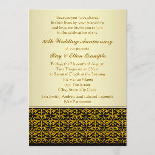 Elegant Gold 50th Wedding Jubileum Invitations Kaart