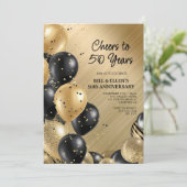 Elegant Gold 50th Wedding Jubileum Kaart (Staand voorkant)