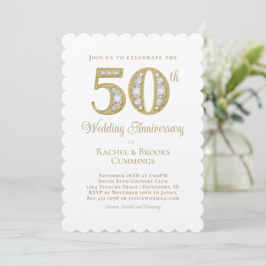 Elegant Gold 50th Wedding Jubileum Kaart (Staand voorkant)