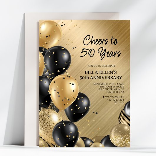 Elegant Gold 50th Wedding Jubileum Kaart