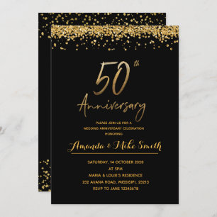 Elegant Gold 50th Wedding Jubileum Party Invite Kaart