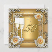 Elegant Gold 50th Wedding Jubileum Party Kaart (Voorkant)