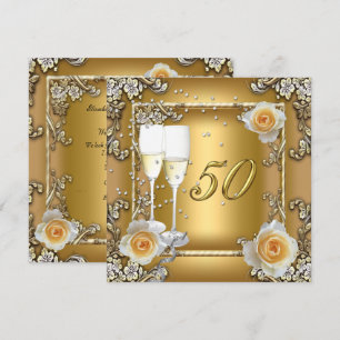 Elegant Gold 50th Wedding Jubileum Party Kaart