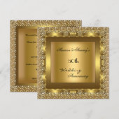 Elegant Gold 50th Wedding Jubileum Party Kaart (Voorkant / Achterkant)