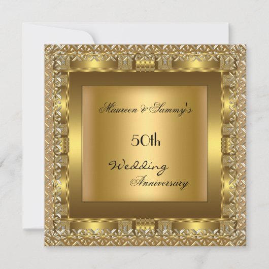 Elegant Gold 50th Wedding Jubileum Party Kaart (Voorkant)