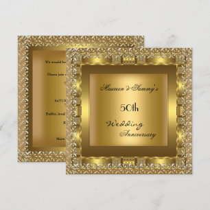 Elegant Gold 50th Wedding Jubileum Party Kaart